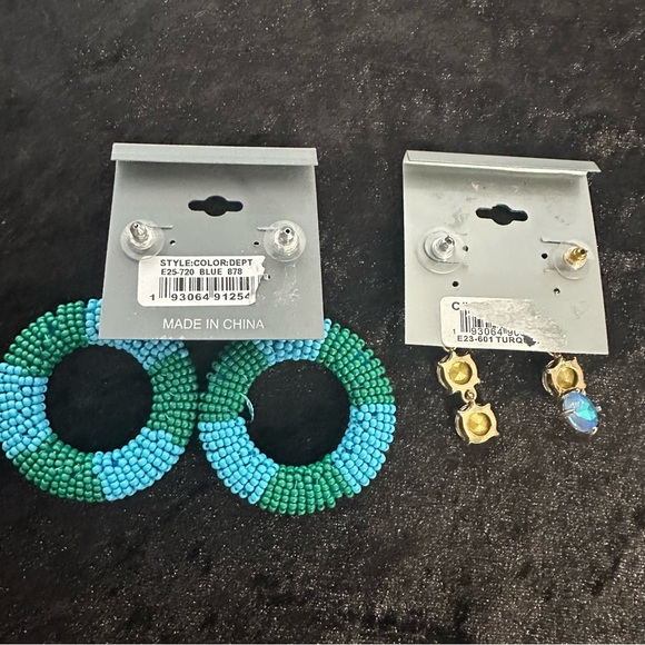 Cara Turquoise Beaded and Studded Earrings - Picture 4 of 4